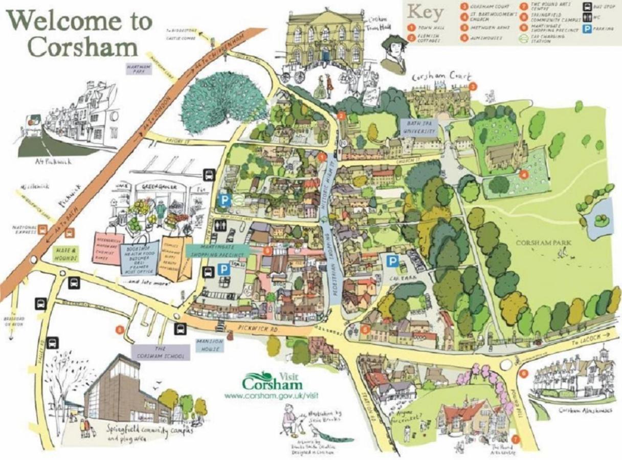 Hotel The Methuen Arms Corsham Esterno foto Corsham Town Map